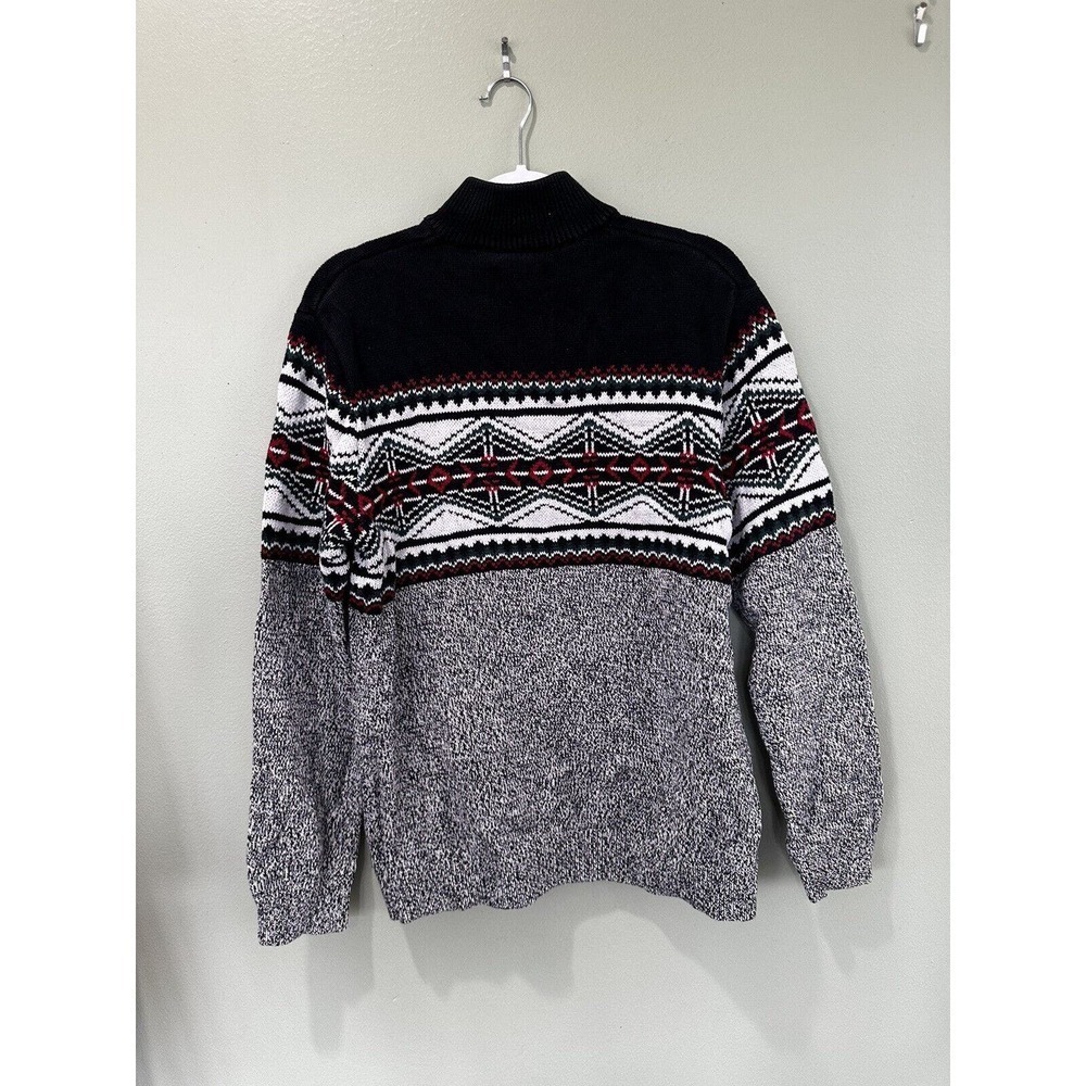Chaps Ralph Lauren Mens Sweater Knit Mockneck Button Fairisle Size M 100% Cotton - Picture 3 of 4